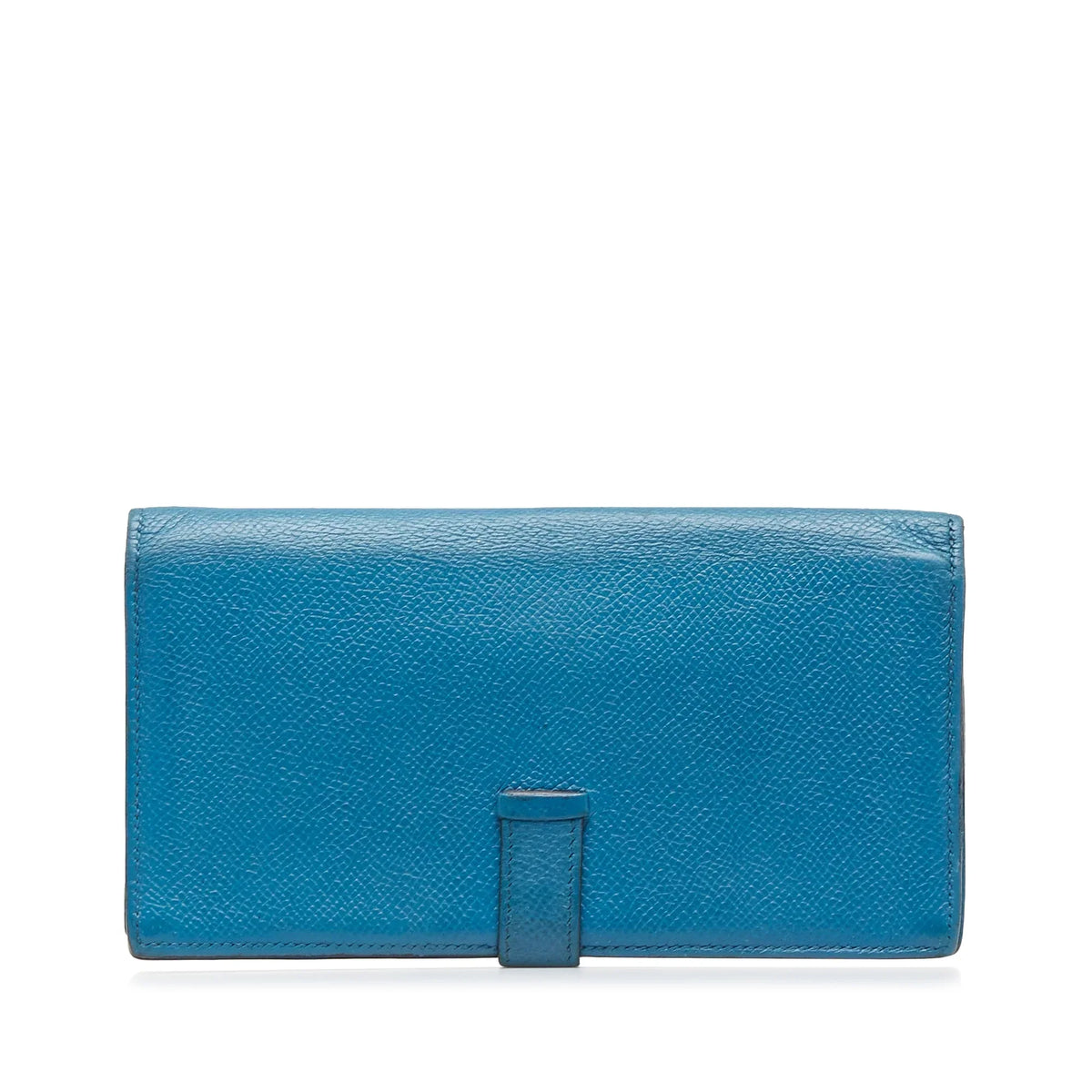 Pre-Owned Authenticated Hermès Epsom Bearn Wallet Calf Leather Blue Long Wallets Unisex (Fair)