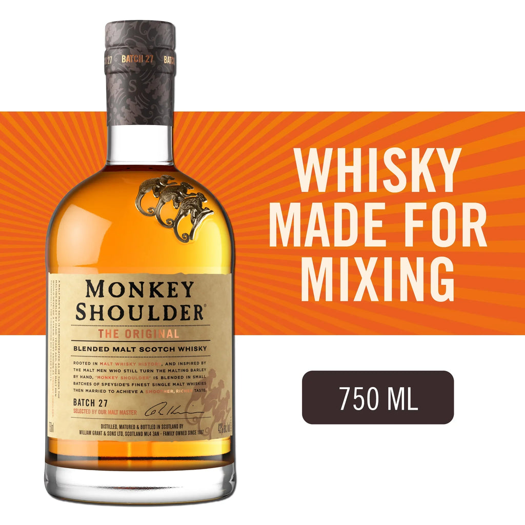Monkey Shoulder Scotch Whisky, 750ml Glass Bottle, 43% ABV 86 Proof