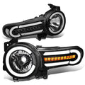DNA Motoring HL-LB-FJC07-BK-CL1 For 2007 to 2014 Toyota FJ Cruiser Pair LED DRL+Sequential Turn Signal Front Bumper Headlight Corner Lamps Black/Clear 08 09 10 11 12 13