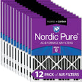 Nordic Pure 16x25x2 Furnace Air Filters MERV 8 Pleated Plus Carbon 12 Pack