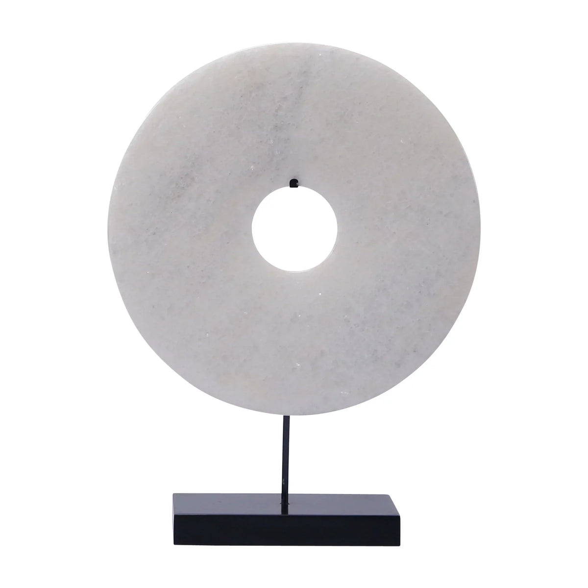 Artissance  Jade Disk Statue With Base, 16 Inch Tall, White - 16 inch