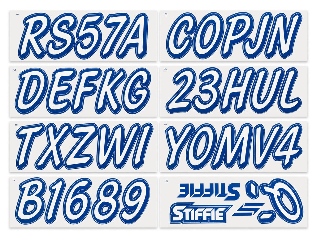 STIFFIE Whipline Solid White/Navy 3" Alpha-Numeric Registration Identification Numbers Stickers Decals for Boats & Personal Watercraft