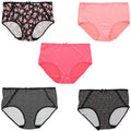 Delta Burke Intimates Women's Plus Size Sexy Classic High Rise Brief Panties (5Pr) (X-Large, Hot Pink Black Florals)