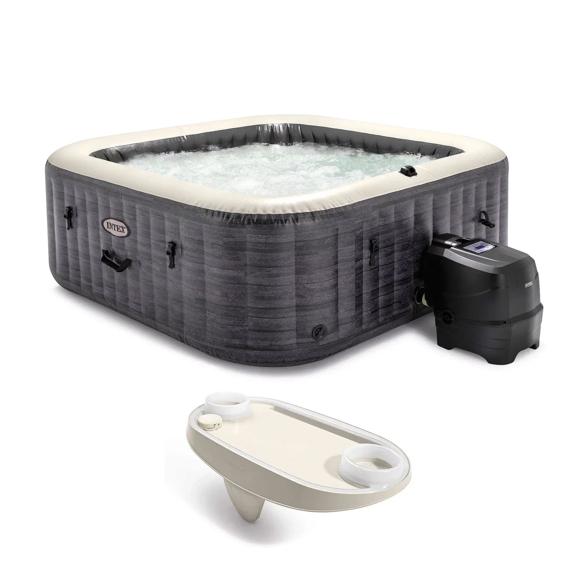 Intex PureSpa Plus Greystone Inflatable Hot Tub, 94 x 28", with Phone Tray