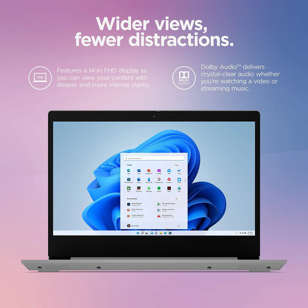 Lenovo 2022 Newest Ideapad 1i Laptop, 14 inch HD Display, Intel Quad-Core Processor, 4GB RAM, 256GB Storage, Wi-Fi 6, Bluetooth, Cloud Grey, Windows 11 Home in S Mode