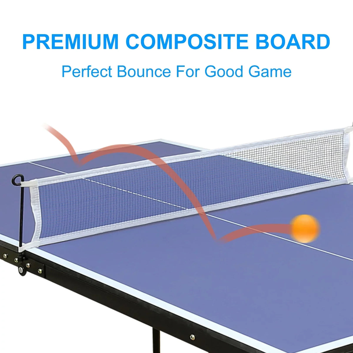Midsize Table Tennis Table Set, Indoor Outdoor Ping Pong Table for Adults Kids, Foldable & Portable Table Tennis Table with Net, 2 Table Tennis Paddles and 3 Balls