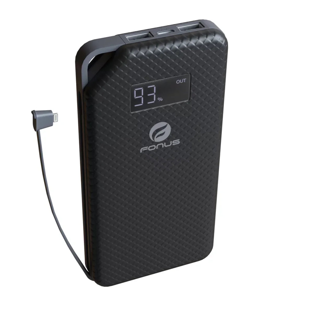 Charger 10000mAh Power Bank w Type-C Retractable USB Cable O1D for Acer Liquid Jade Primo - Alcatel PulseMix, Idol 5S 5 4S - Blackberry Key2, Motion, KEYone - BLU G9 Pro, Vivo 5 - BOLD N1