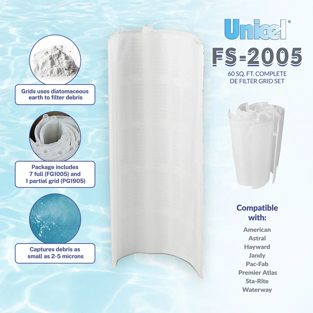 Unicel DE FS-2005 60 Sq. Ft. complete DE Filter Grid Set (7 Full 1 Partial)