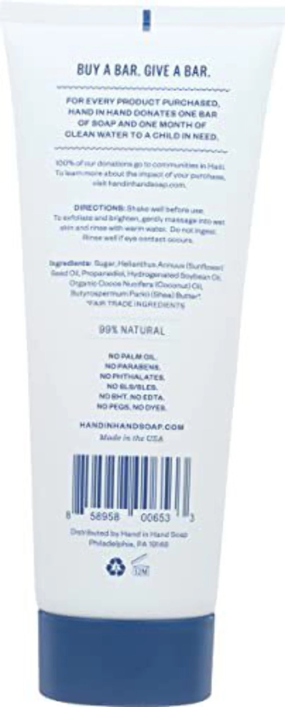 Hand in Hand Sugar Scrub, Gentle Exfoliation For All Skin Types, 6 Ounce, Frangrance Free, Single
