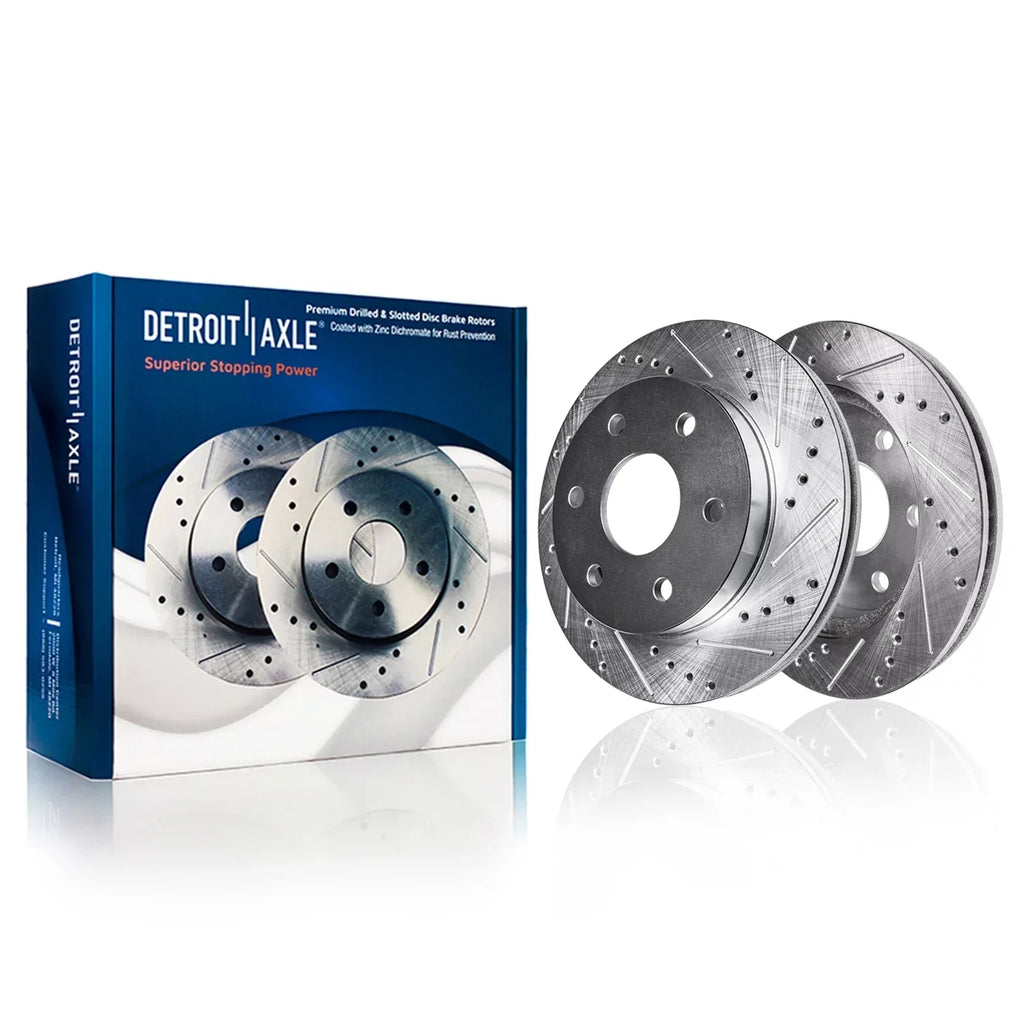 Detroit Axle - Brake Kit for Chevy GMC Silverado Sierra 1500 Astro Tahoe Safari Yukon Replacement Drilled Slotted Disc Brake Rotors Ceramic Brakes Pads: 12'' Front and 12.78'' Rear Rotors