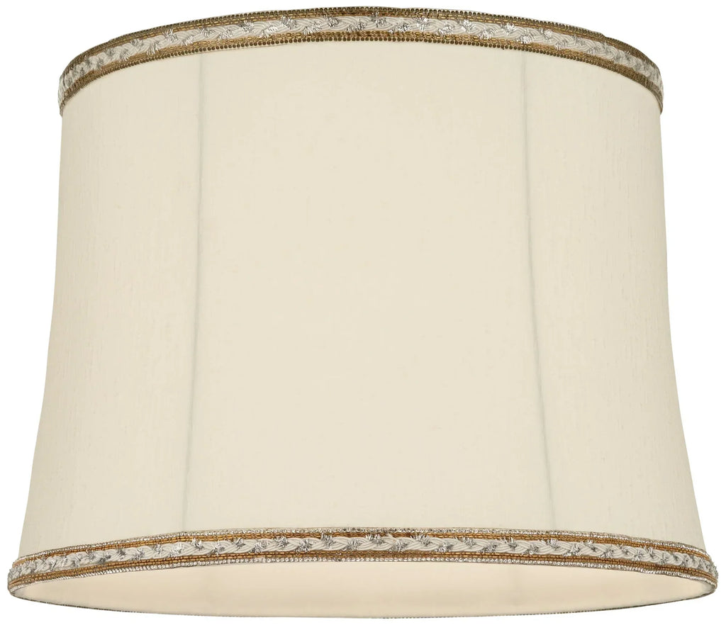 Springcrest Milano Drum Lamp Shades Cream Medium 14" Top x 16" Bottom x 12" High Washer Replacement Harp and Finial Fitting