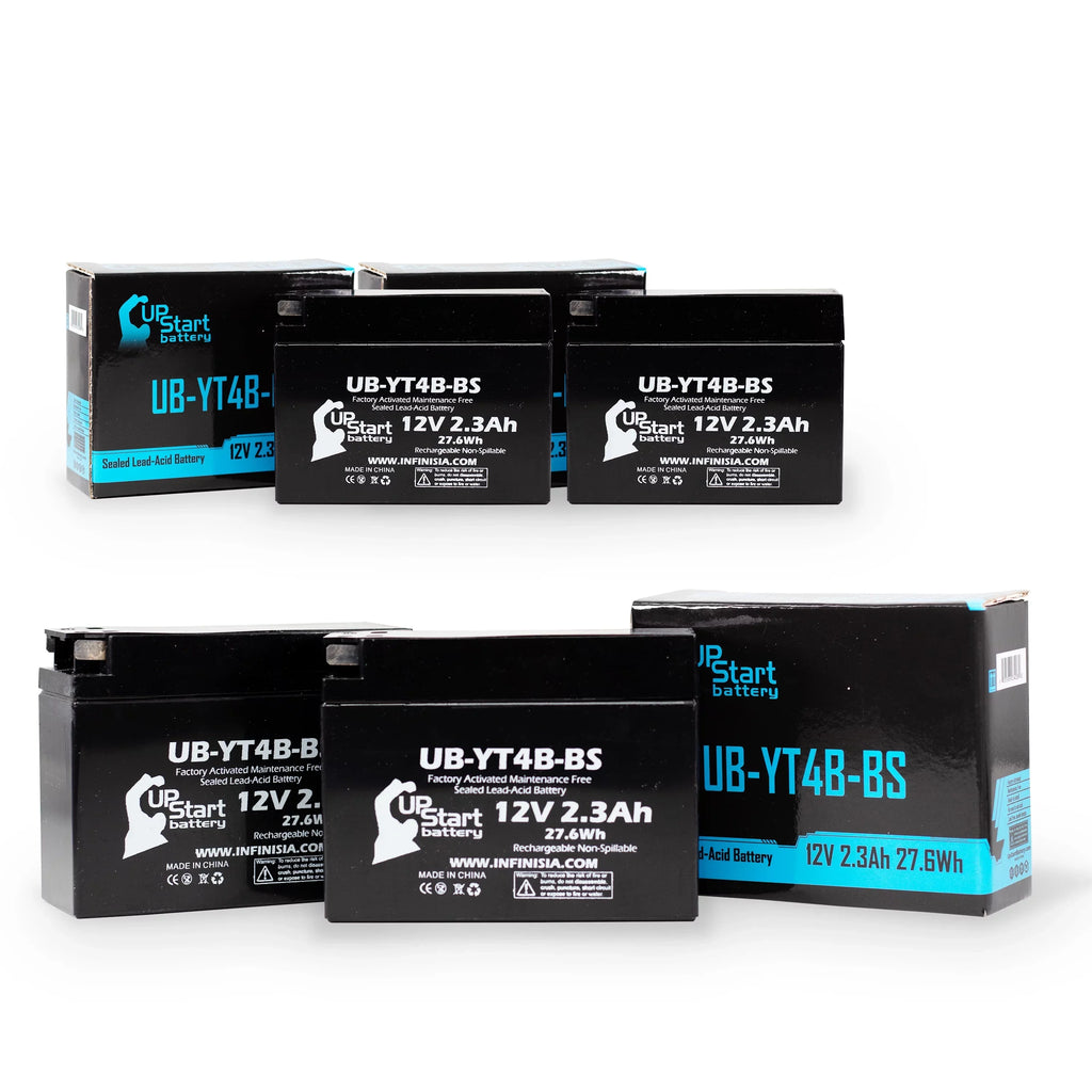 4-Pack UpStart Battery Replacement for 2004 Yamaha SR400 400CC Factory Activated, Maintenance Free, Motorcycle Battery - 12V, 2.3Ah, UB-YT4B-BS