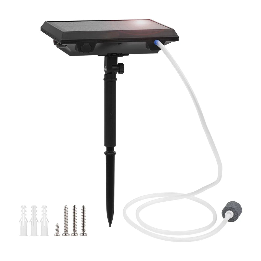 Htovila 5.5V 1.5W Solar Air Pump Fish  Oxygenator with Aquarium & Air Bubble Stone Pond Pump Aerator Rechargeable for Fishing Fish Tranportation Small Ponds Pools Circulation Garden Landscap