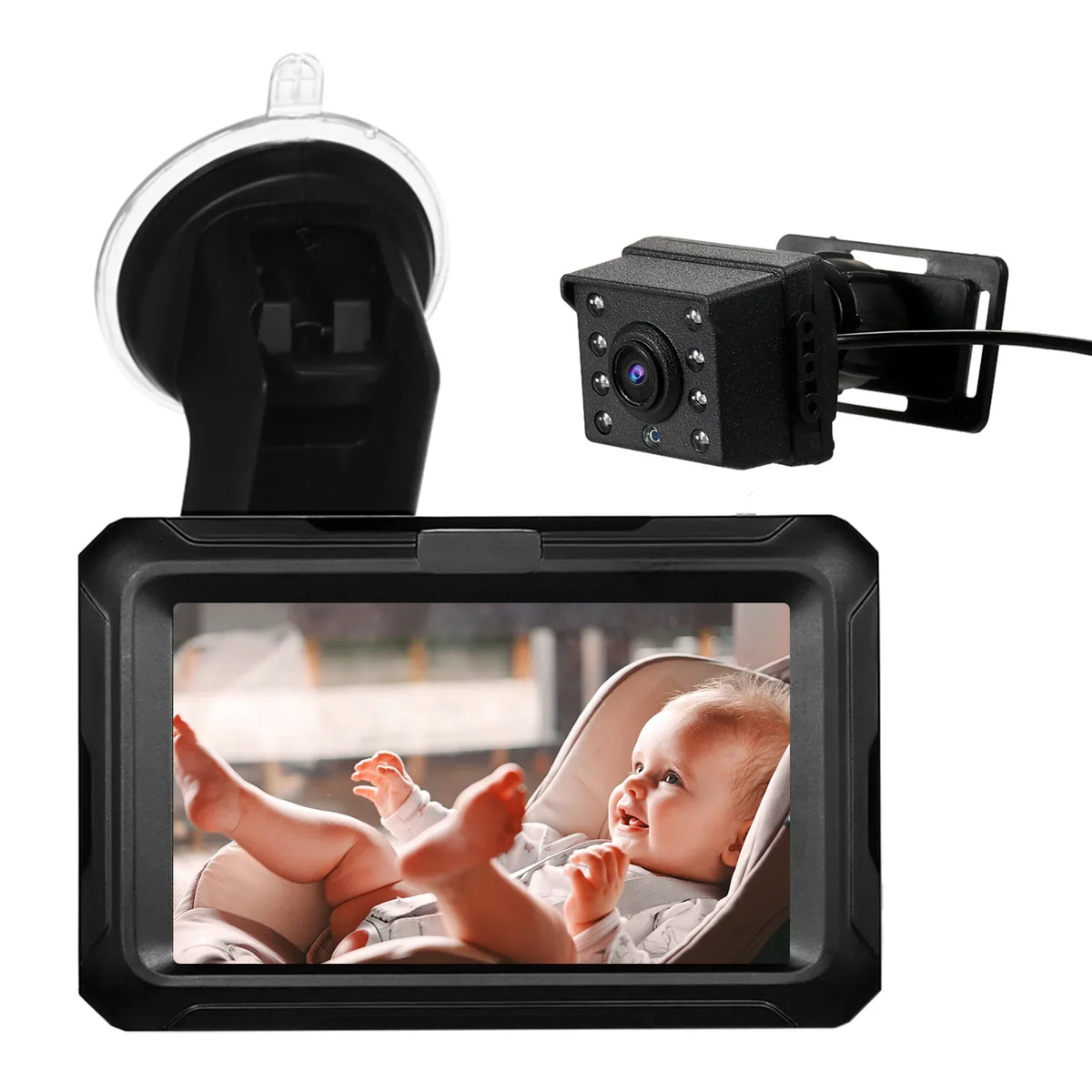 Baby Car Mirror - 1080P Baby Monitor Camera with 4.3’’ IPS Screen, Night Vision, Adjustable Wide View Angle for Infants, Kids, and Pets