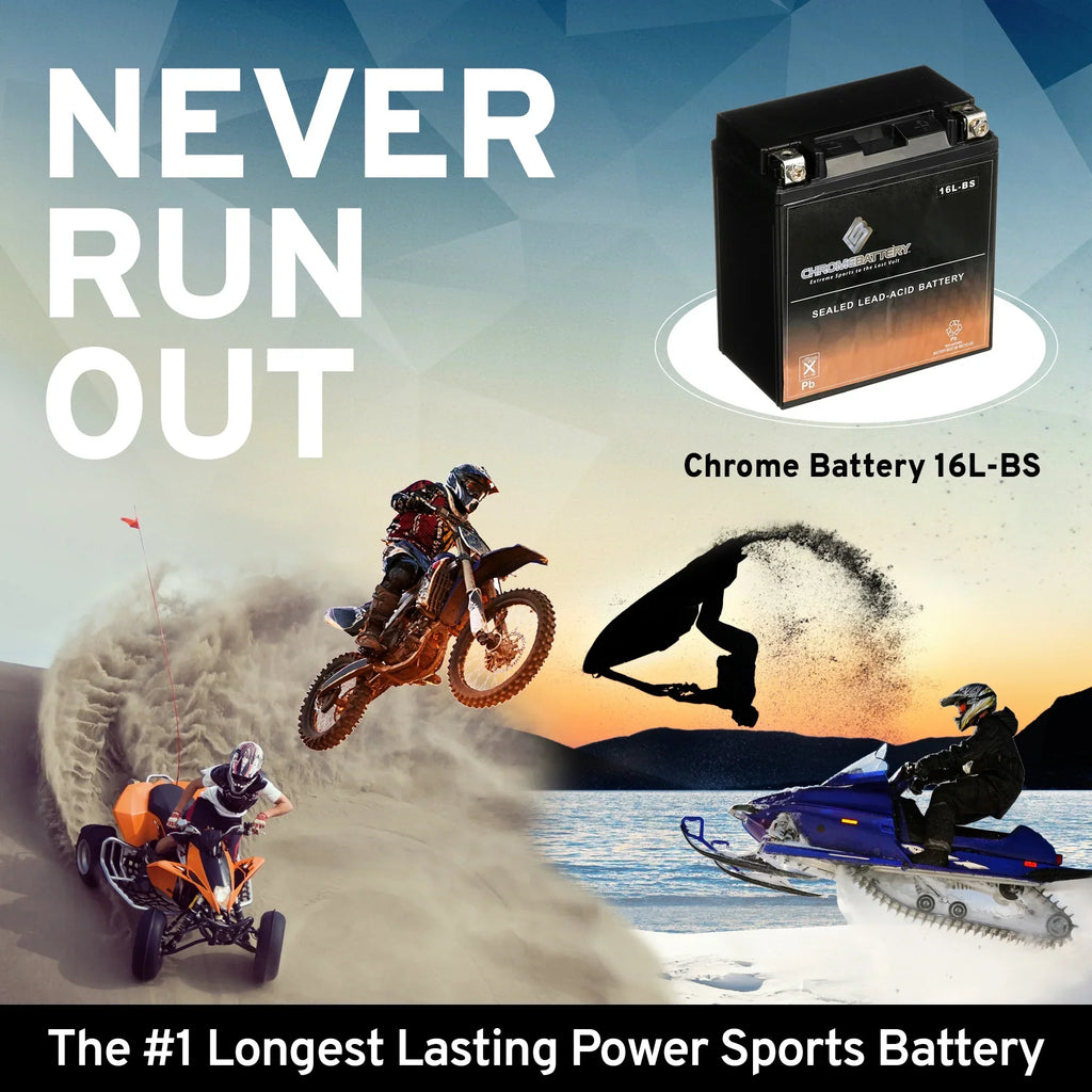 Chrome Battery YTX16L-BS (16L-BS 12 Volt,14 Ah, 230 CCA) Jet Ski Battery for Yamaha Wave Runner 2005