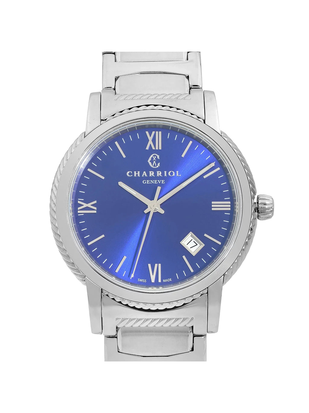 Charriol Parisii 40mm Stainless Steel Blue Dial Quartz Mens Watch P40S2.930.002