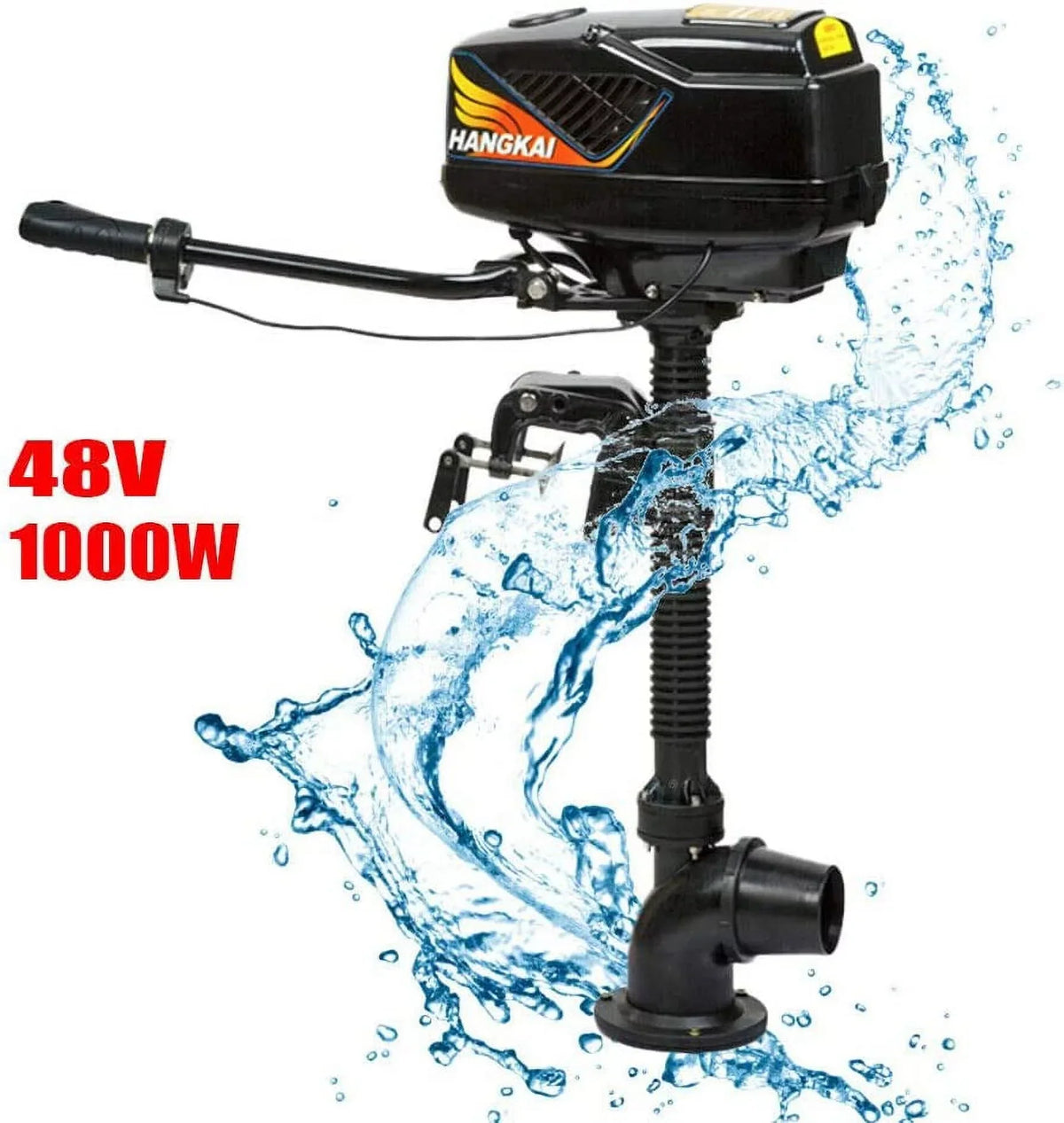 MONIPA 4HP 48V 1000W Electric Outboard Motor Inflatable Fishing Boat Engine Jet Pump Outboard Motor Rubber Tiller Control Brushless Outboard Motor