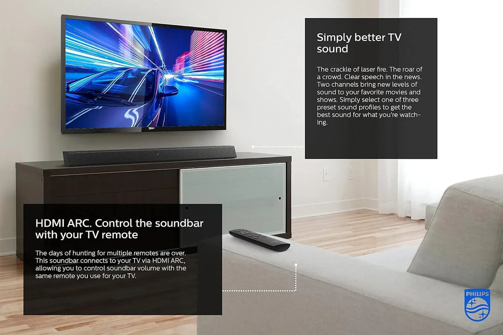 PHILIPS TAB5105/37 2.0 Stereo Sound Bluetooth Wireless Soundbar Speaker