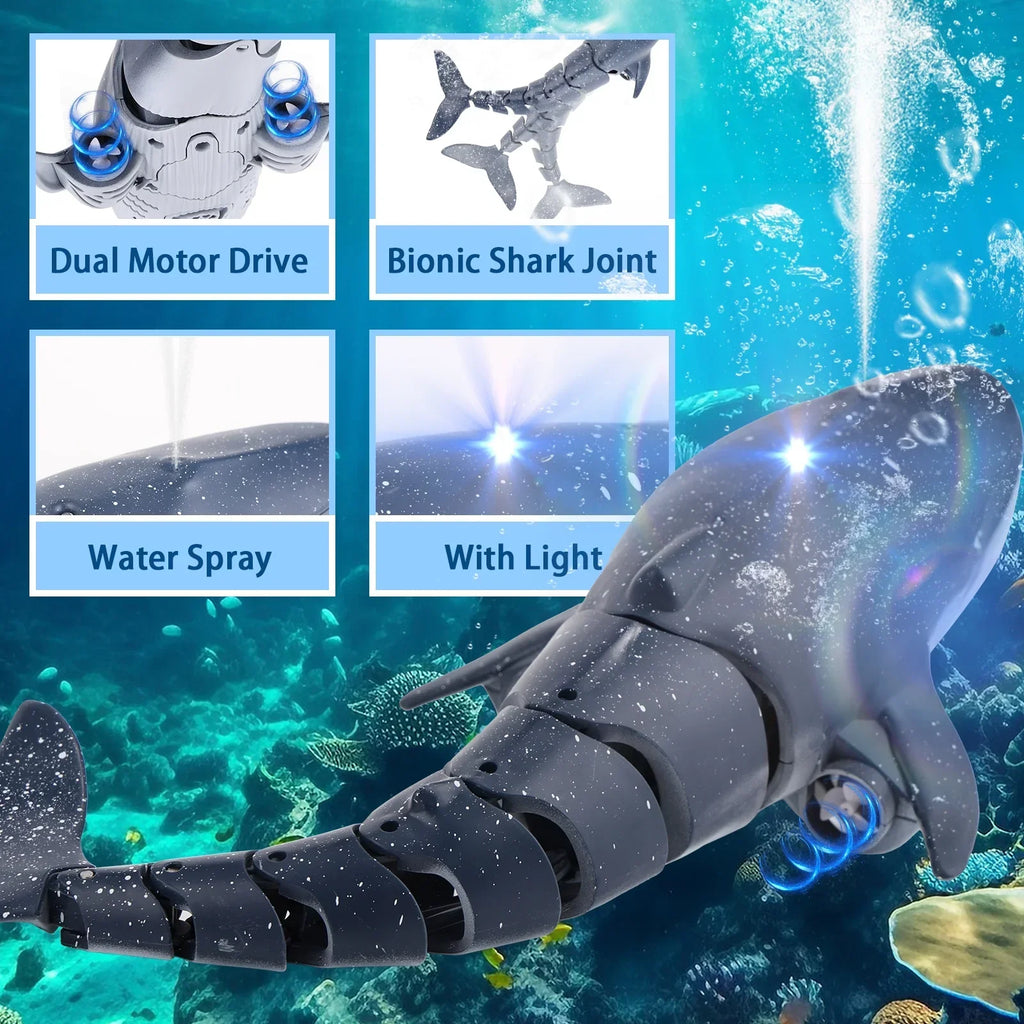 Ant Class Remote Control Whale Toys, RC Shark Spray Water Boat Toy for Boys Girls, Swimming Pool Toys, RC Boat for Kids, Diving Toys for Pool