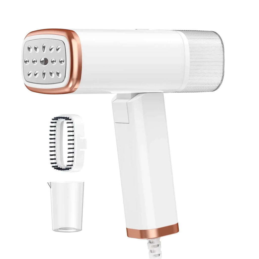 iMounTEK 1000W Portable Handheld Steamer with Brush Foldable Travel Electric Steamer for Garments Clothing Wrinkles Remover 30S Heat up 120ML Water Tank, White