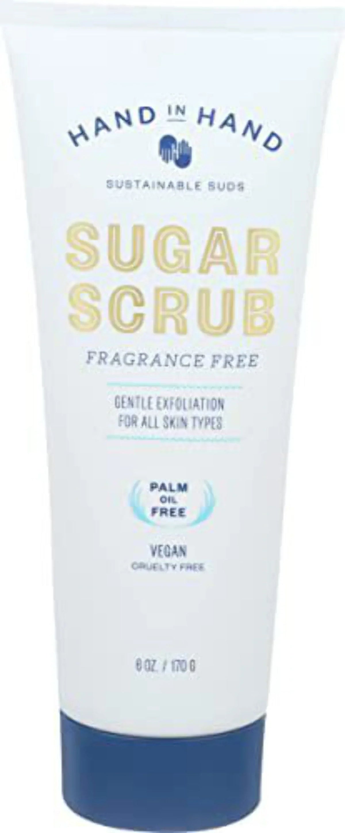 Hand in Hand Sugar Scrub, Gentle Exfoliation For All Skin Types, 6 Ounce, Frangrance Free, Single