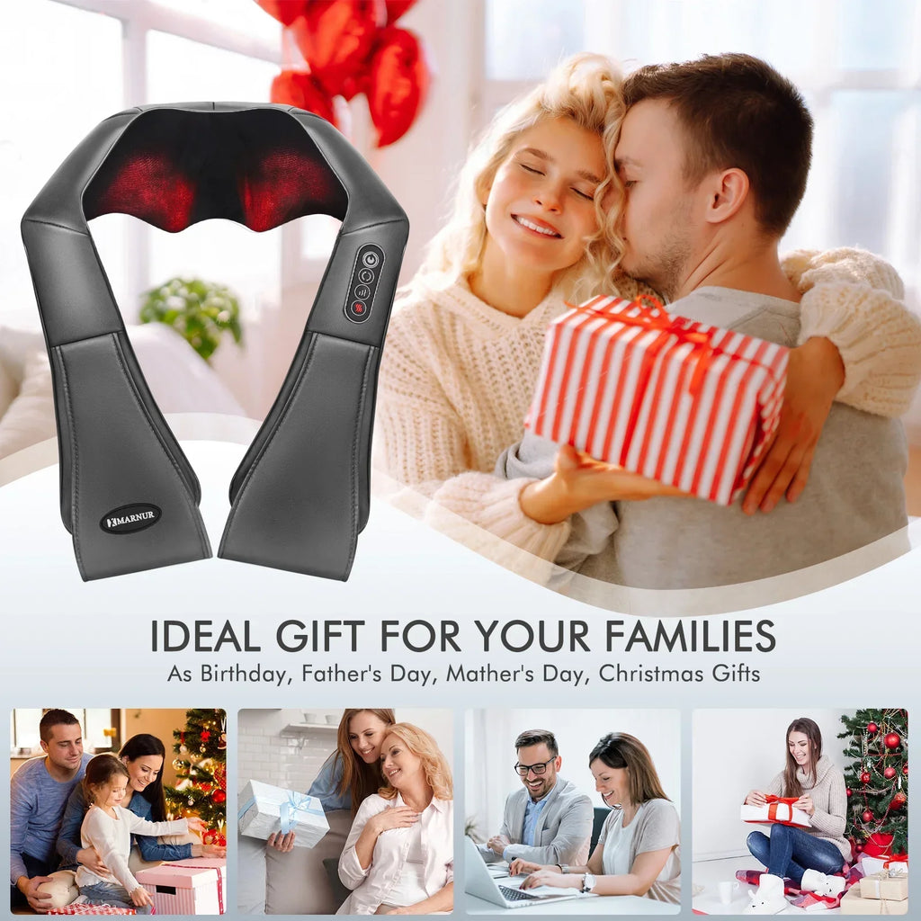 MARNUR Neck and Shoulder Massager, Deep Kneading Massager with Heat for Full-body, Gray