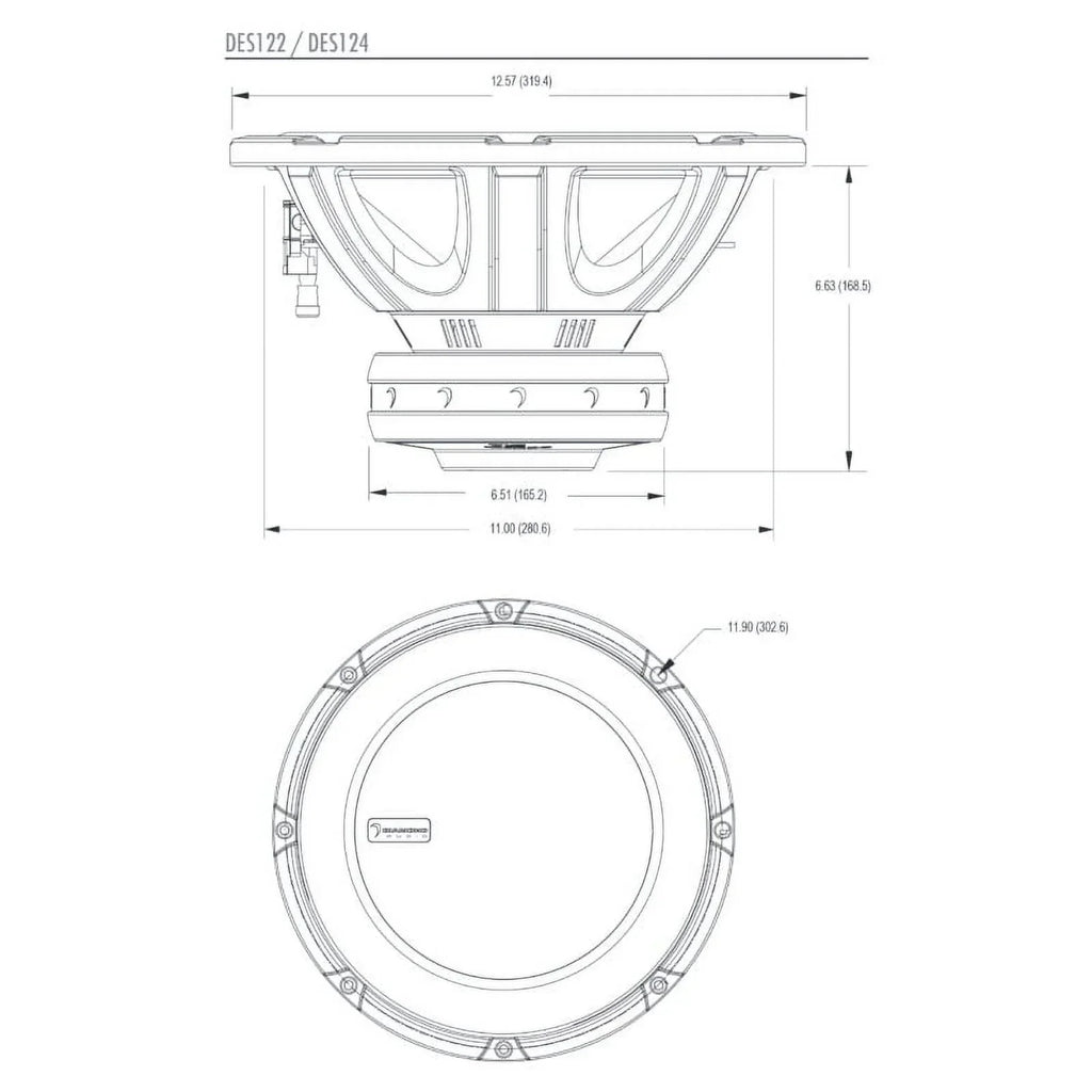 Diamond Audio  DES124 Diamond Elite Series 12" 500W RMS (1000W Peak Power Handling) Dual Voice Coil 4Ohm Subwoofer