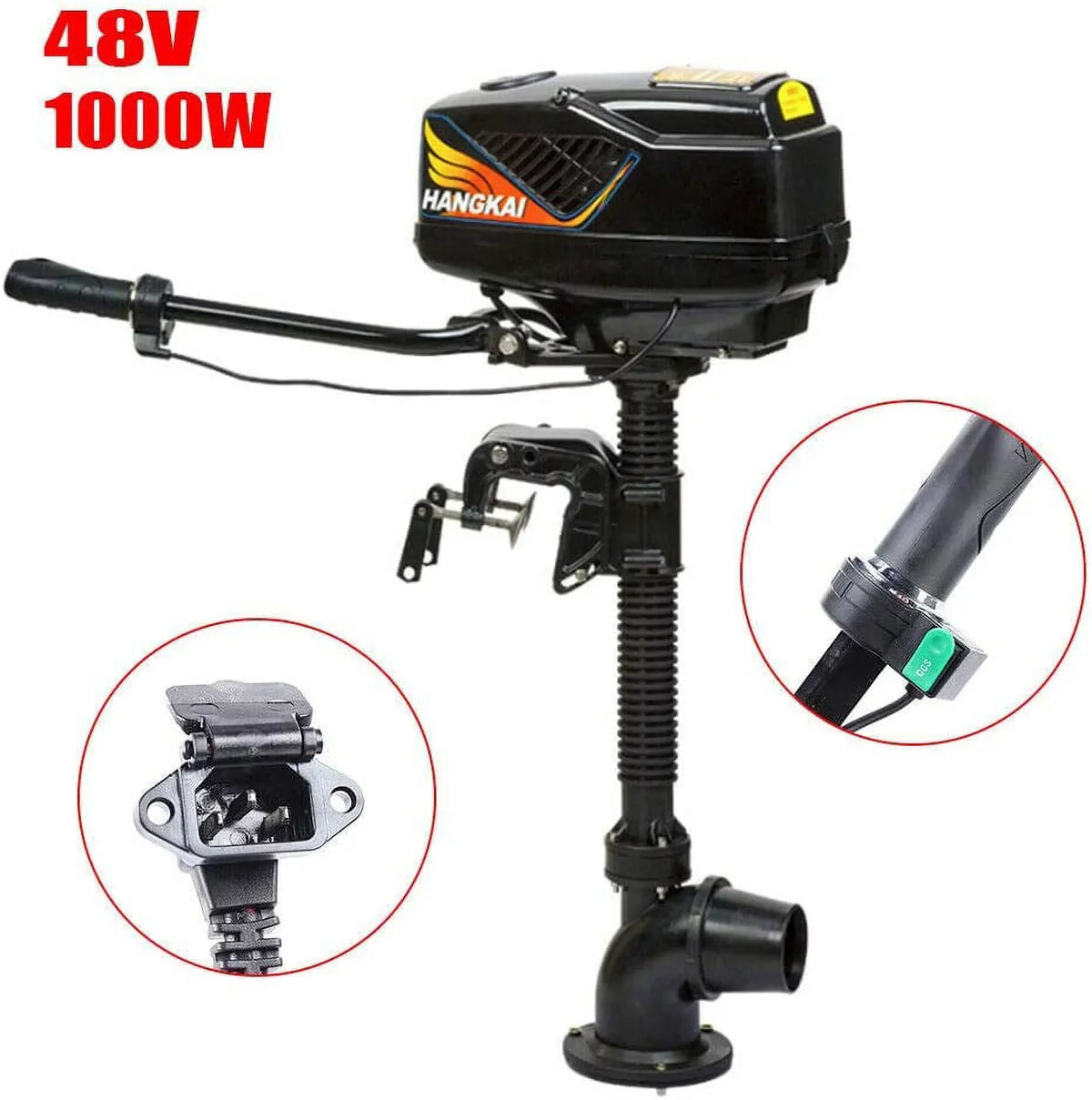 MONIPA 4HP 48V 1000W Electric Outboard Motor Inflatable Fishing Boat Engine Jet Pump Outboard Motor Rubber Tiller Control Brushless Outboard Motor