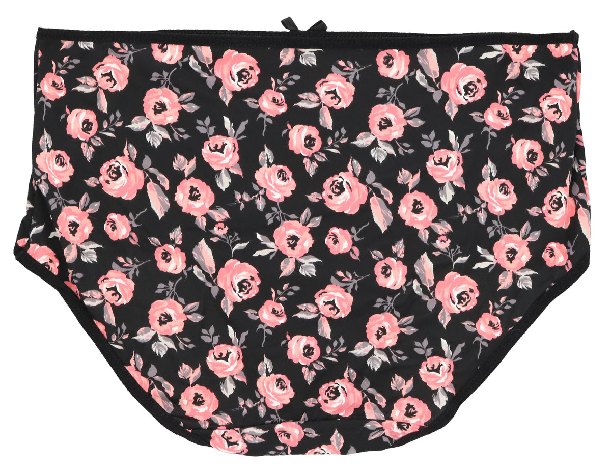 Delta Burke Intimates Women's Plus Size Sexy Classic High Rise Brief Panties (5Pr) (X-Large, Hot Pink Black Florals)