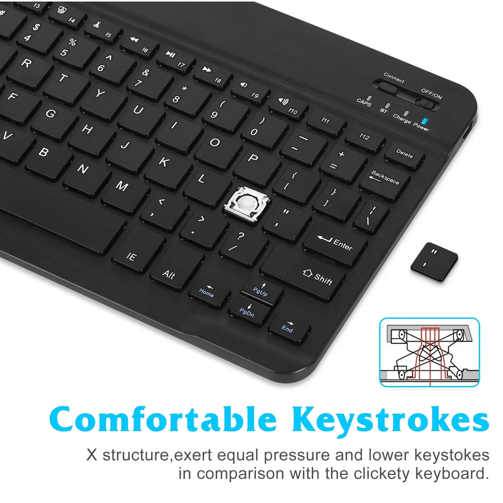 Rechargeable Bluetooth Keyboard and Mouse Combo Ultra Slim Full-Size Keyboard and Ergonomic Mouse for ZTE Axon 30 Ultra 5G and All Bluetooth Enabled Mac/Tablet/iPad/PC/Laptop - Onyx Black