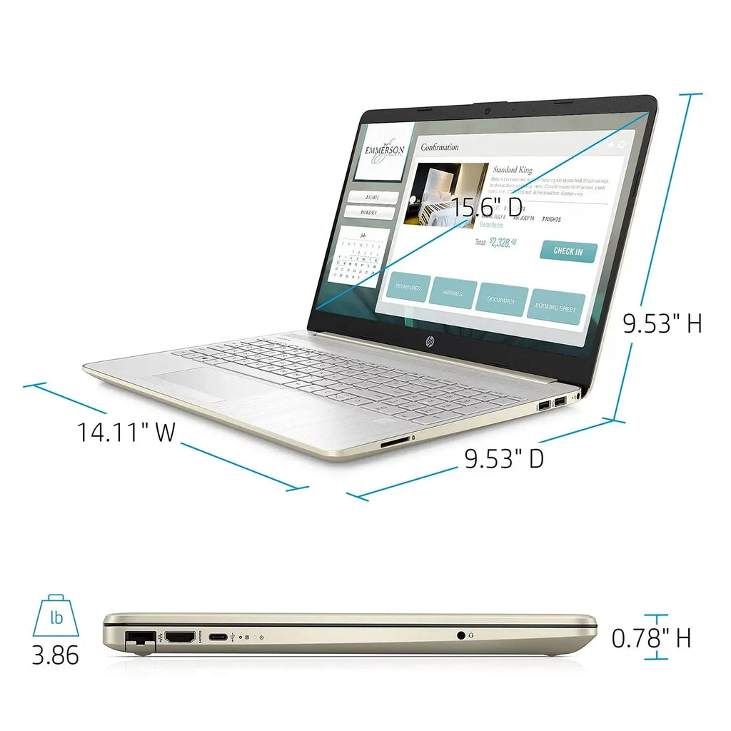 2022 HP 15.6" FHD Laptop PC Intel 11th 4-Core i5-1135G7 24GB DDR4 RAM 512GB NVMe SSD Intel Iris Xe Graphics Webcam HDMI WiFi AC RJ45 BT USB-C Backlit Keyboard Gold Windows 10 Pro w/RE Accessories