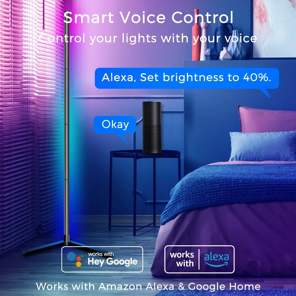 eco4life WiFi Smart Floor Standing LED Lamp, Color Changing, Dimmable, Music Syn
