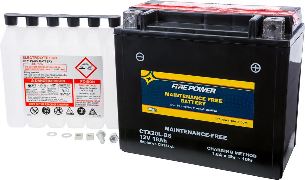 Fire Power Maintenance Free Battery CTX20L-BS Compatible With Bombardier Outlander 400 H.O. 4X4 XT [IRS] 2004-2006