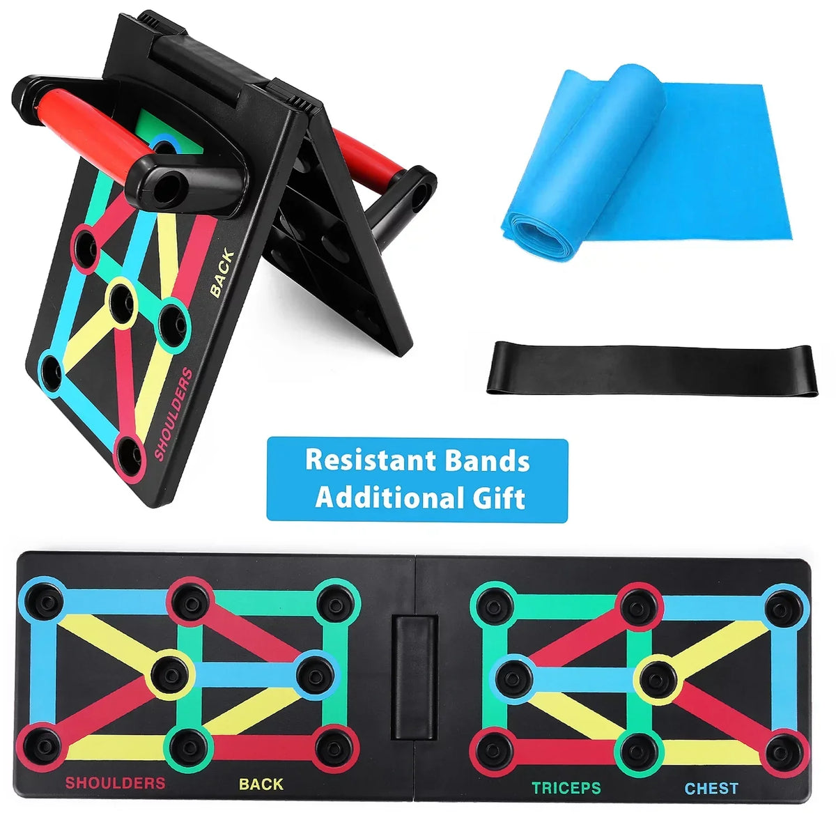 TOMSHOO Foldable Push-Board, Portable and Space-Saving Exercise Equipment, Strengthen Arms, Chest, and Shoulders, Suitable for All Fitness Levels