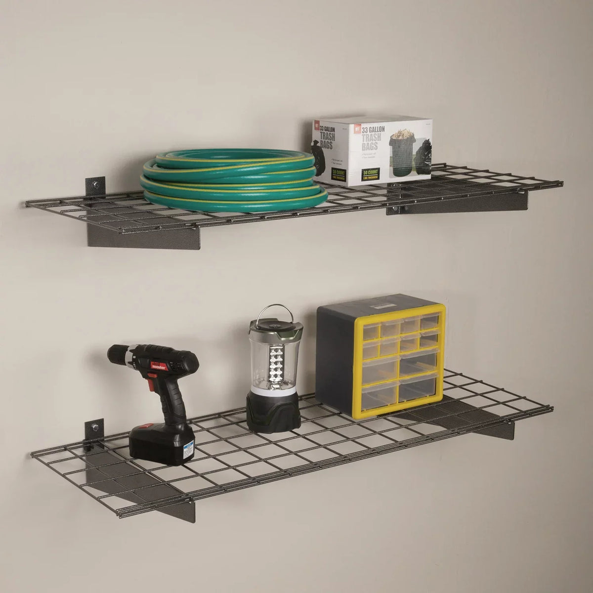 HyLoft 45 in. x 15 in. Steel Wire Garage Wall Shelf Storage System in Hammertone - 2 pack