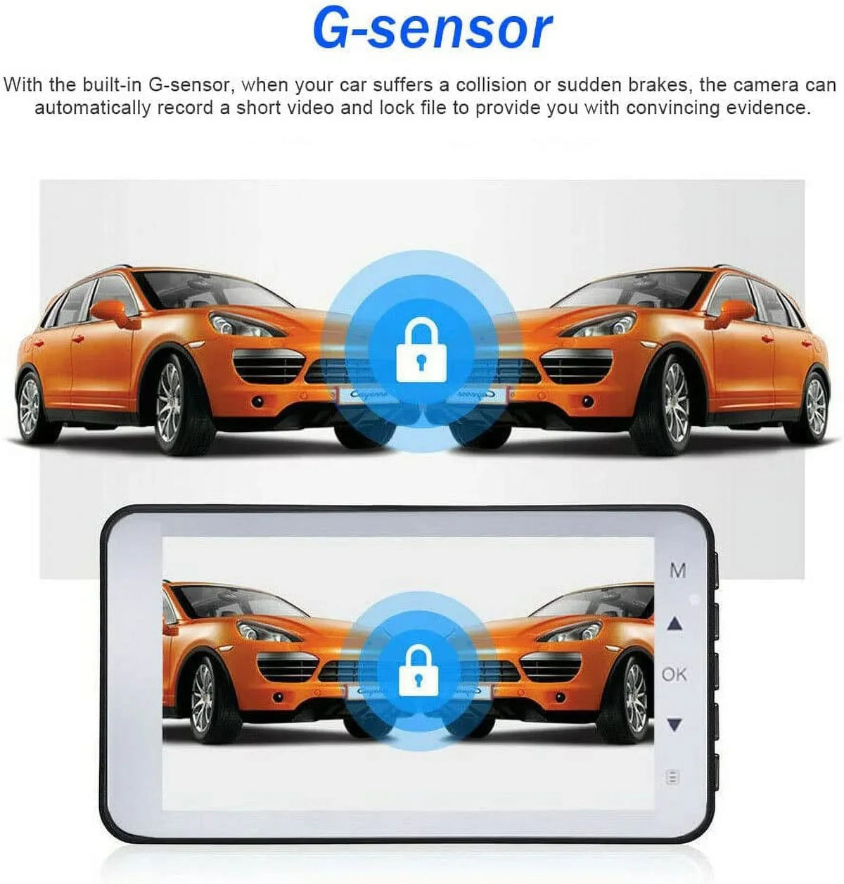 Bileeko Car DVR 4" 1080P Dual Lens Dash Cam Video Recorder Camera for Car Pickup Truck SUV RV Van