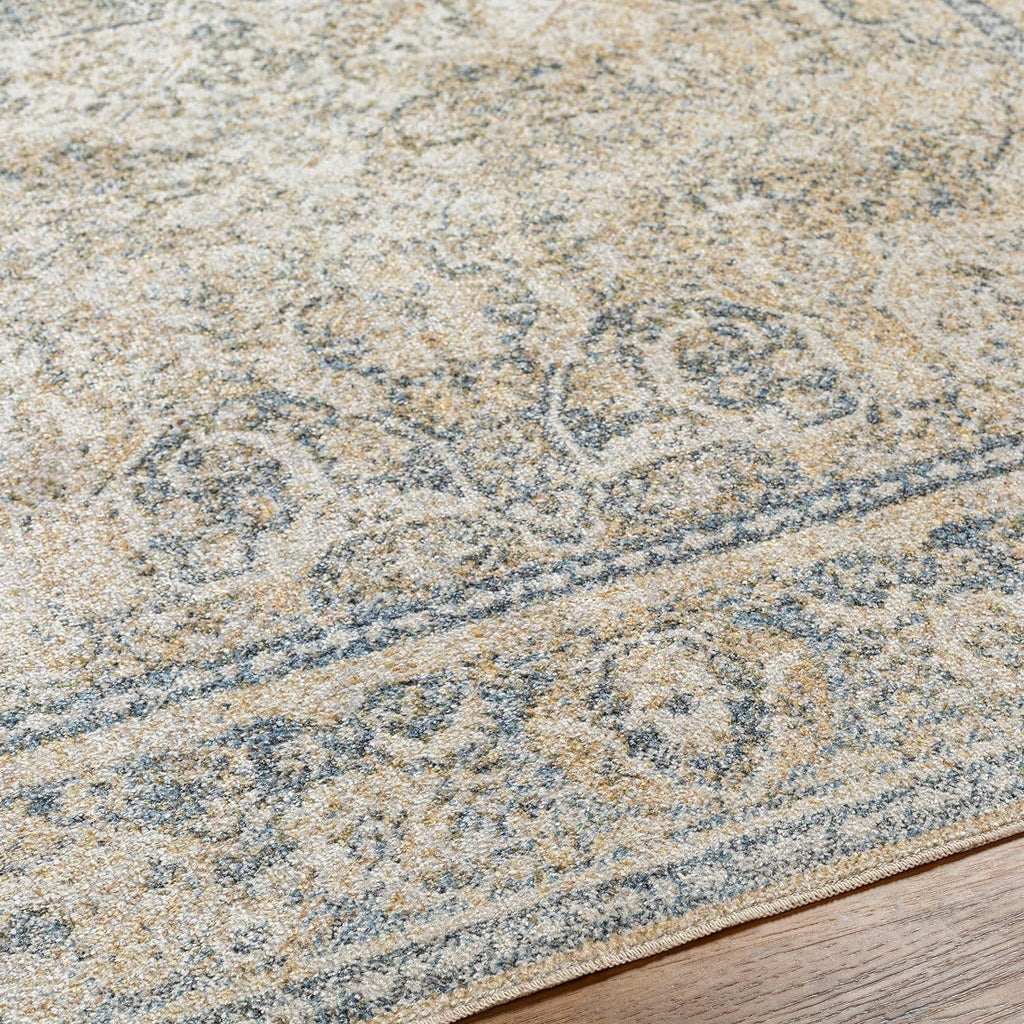 Washable Rugs, 2X3 East Traditional Light Area Rug, Blue Beige Carpet For Living Room, Bedroom Or Kitchen (2' X 3', Machine Washable)