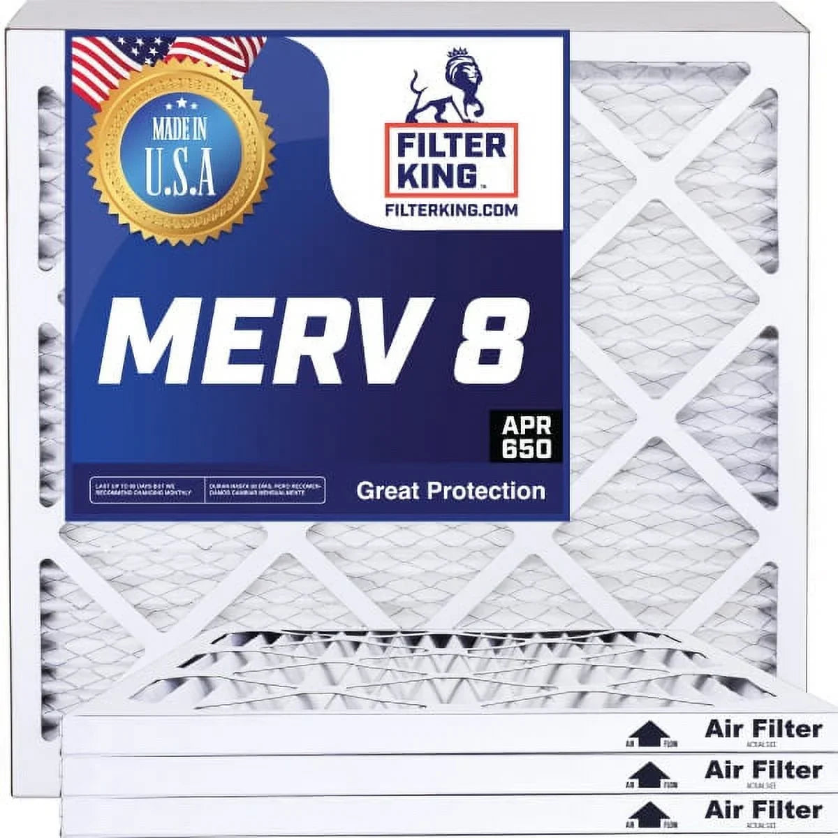 Filter King 37.5x12.5x1a Air Filter | 4-PACK | MERV 8 HVAC Pleated A/C Furnace Filters | MADE IN USA | Actual Size: 37.5 x 12.5 x .75"