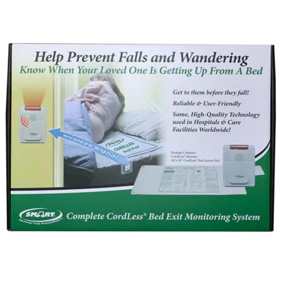 Smart Caregiver Cordless Bed Exit Monitoring System Alarm with Bed Pressure Sensing Pad - Help Prevent Falls and Wandering While Unattended, 2 Piece Set