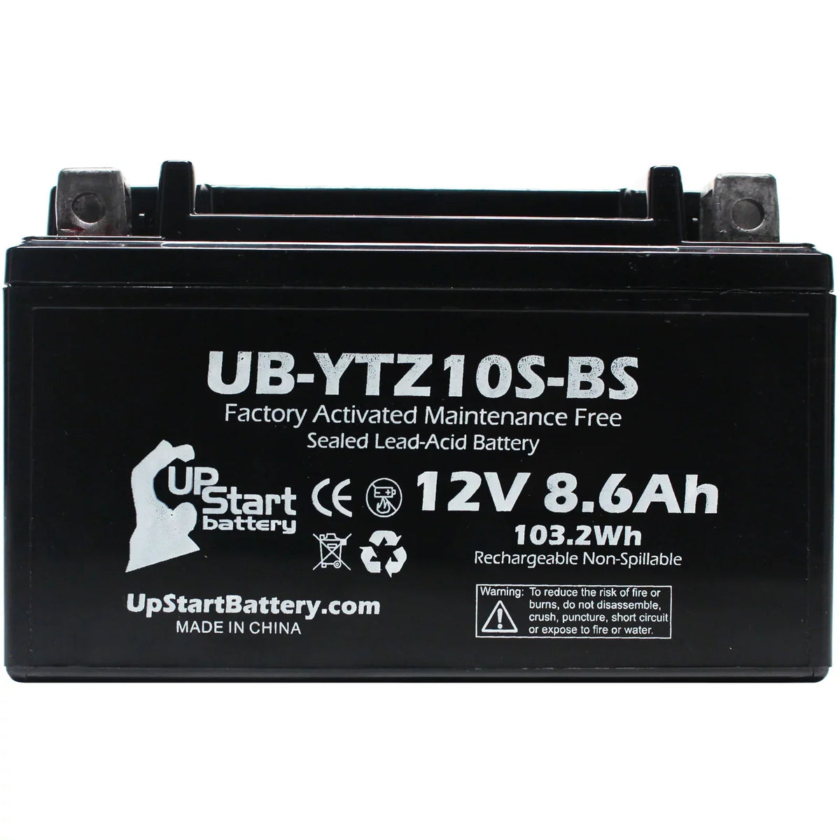 5-Pack UpStart Battery Replacement for 2010 Yamaha Maxam 250CC Factory Activated, Maintenance Free, Scooter Battery - 12V, 8.6Ah, UB-YTZ10S-BS