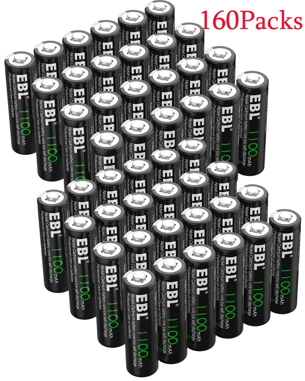EBL 160-PCS AA NiCd 1100mAh 1.2V Ni-Cd Rechargeable Batteries Solar Lights