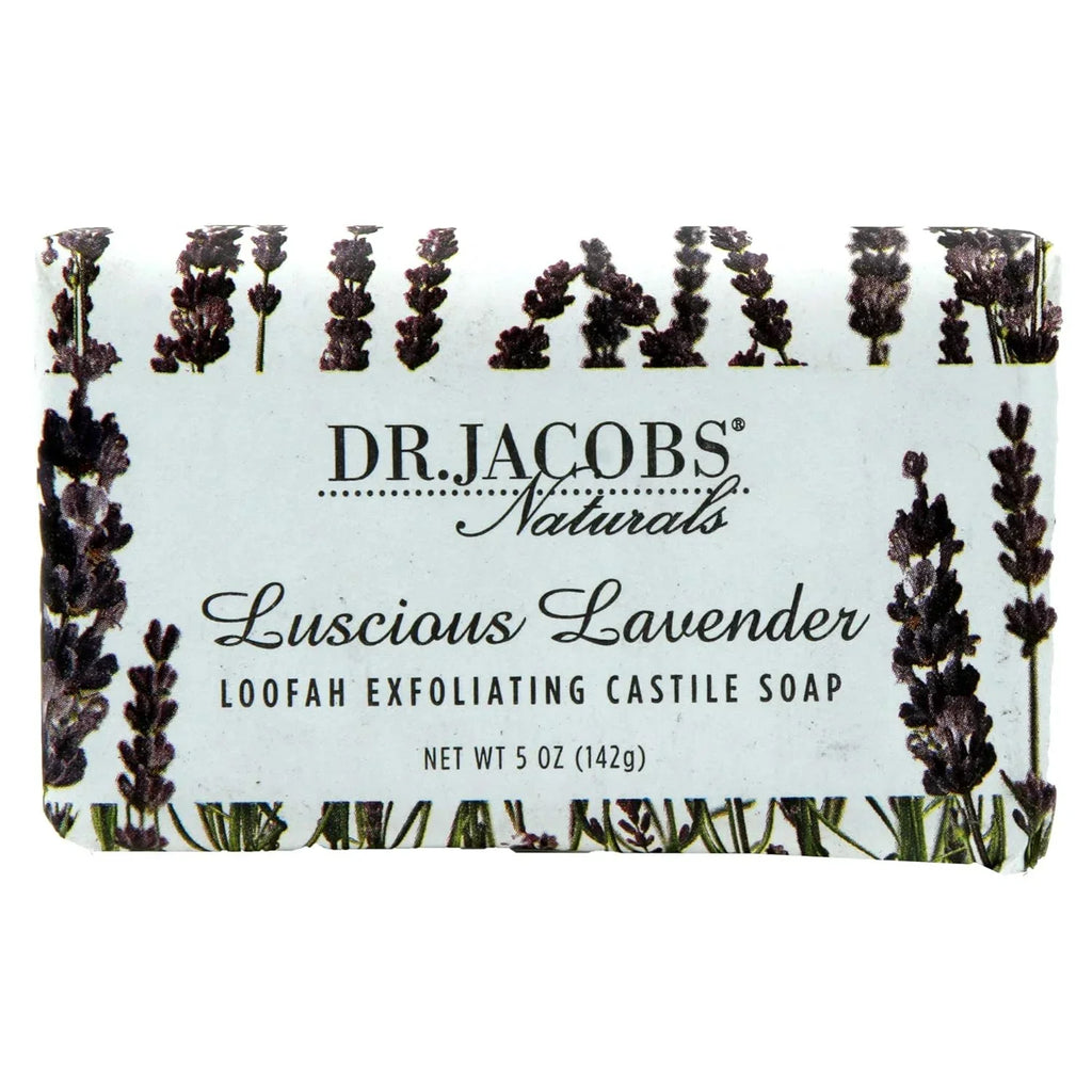 Dr Jacobs Naturals Luscious Lavender Castile Bar Soap Plant Based Vegan Soap, 5 Oz 6-Pack