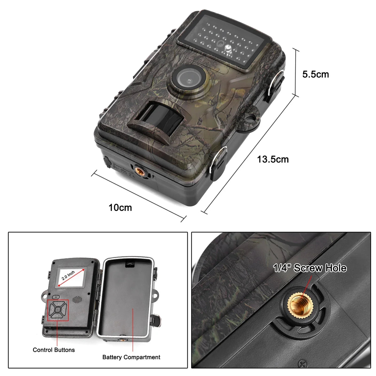 Meterk 1080P Trail Camera 16MP Wildlife Camera Tracking Camera with 2.0 Inch TFT Color Screen 0.8s Trigger Time Supports Infrared Night Vision Motion Activated IP66 Waterproof