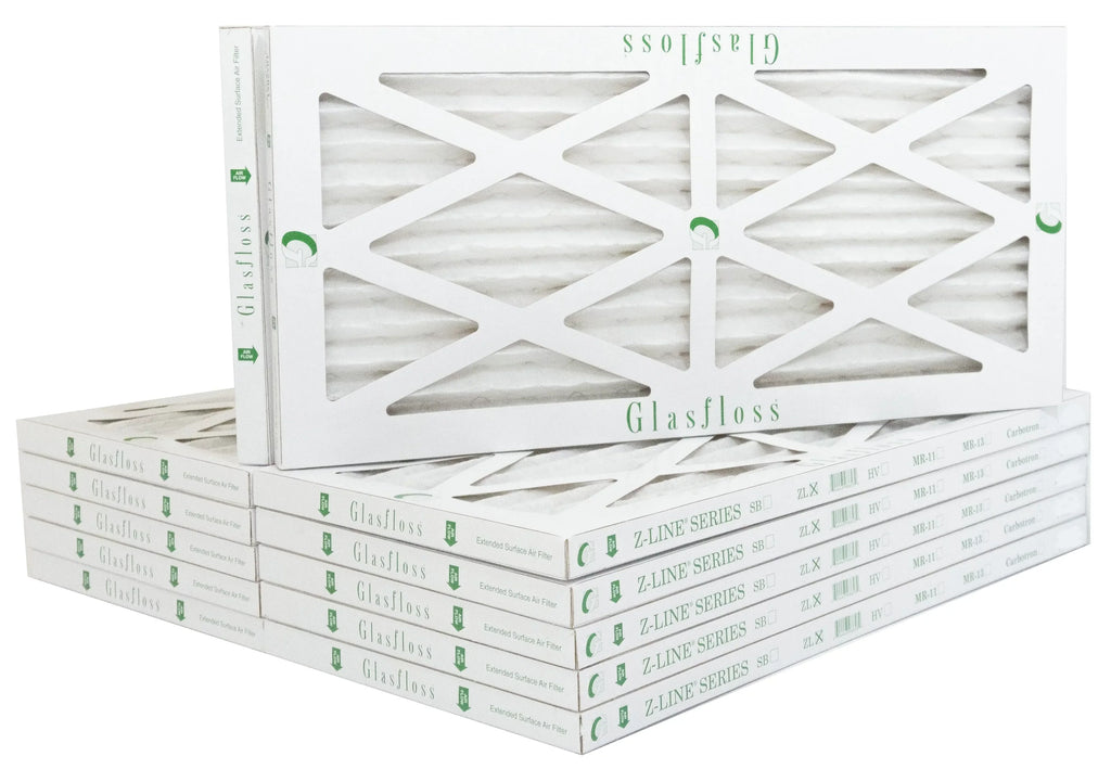 Glasfloss 6x24x1 - MERV 10 -Qty:12 - Furnace Air Filter - Made in USA (Actual Size: 5.5 x 23.5x7/8 inch)