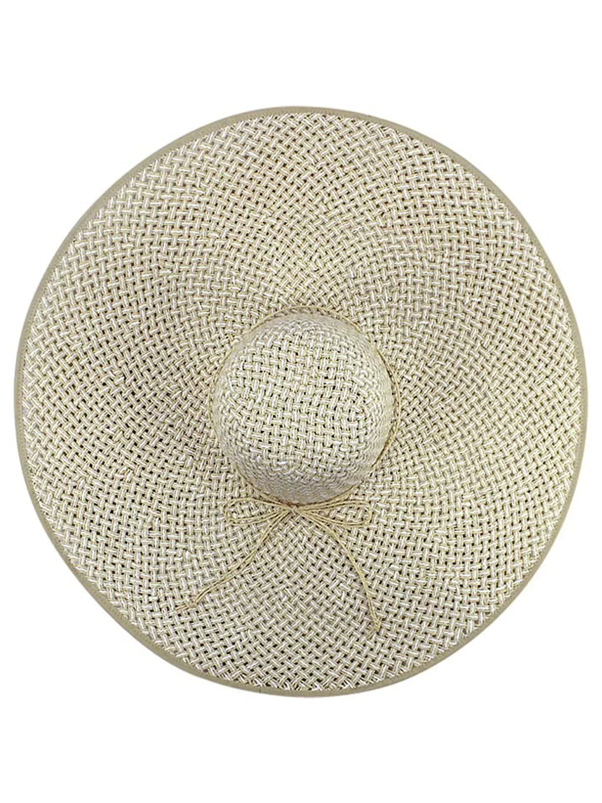 Cream & White Ultra Wide Brim Straw Floppy Hat