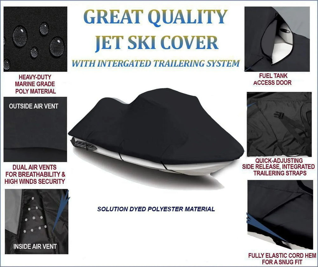 BLACK PWC 600D JET SKI Cover Compatible for Polaris Pro 785 Limited 2001 1-2 Seater