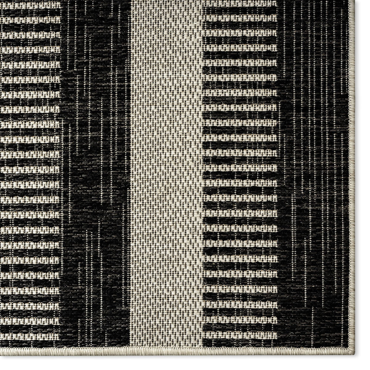 Nicole Miller New York Patio Country Charlotte Modern Striped Indoor/Outdoor Area Rug, Black/Grey, 5'2"x7'2"
