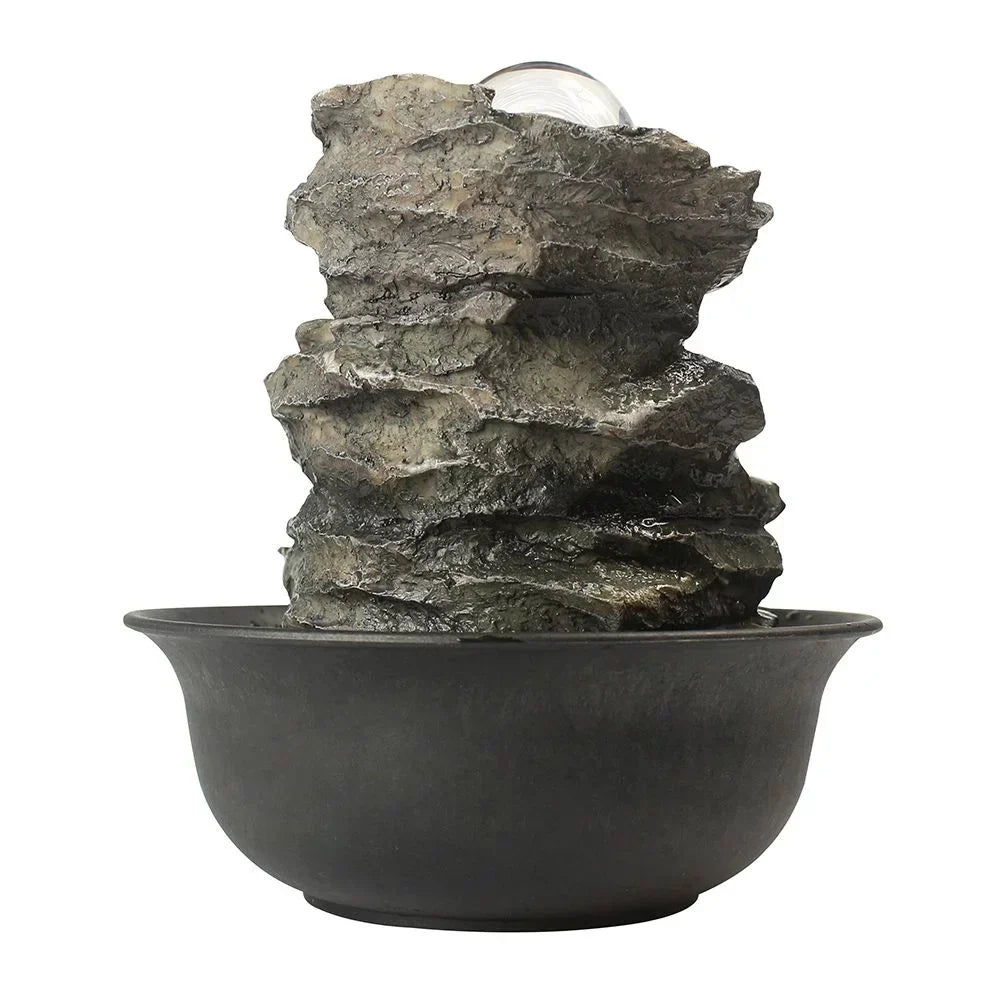CoSoTower 8.3inches Rock Cascading Tabletop Water Fountain with LED Lights & Crystal Ball for Home Office Bedroom Relaxation