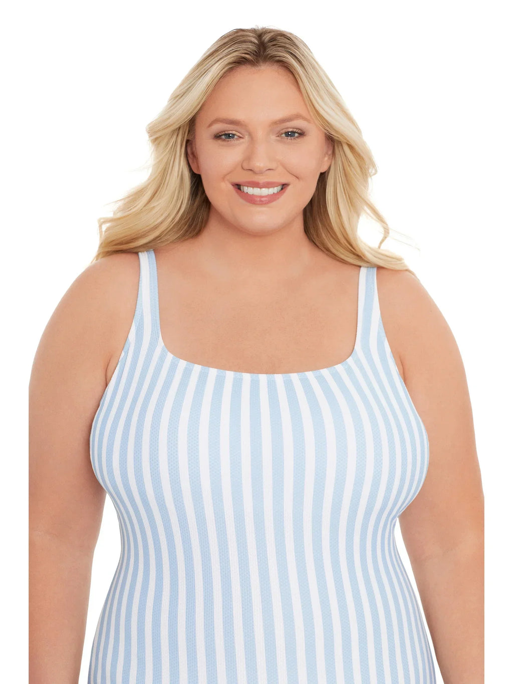 Time and Tru Women's Pique Square Neck One Piece Swimsuit, Sizes XS-3X