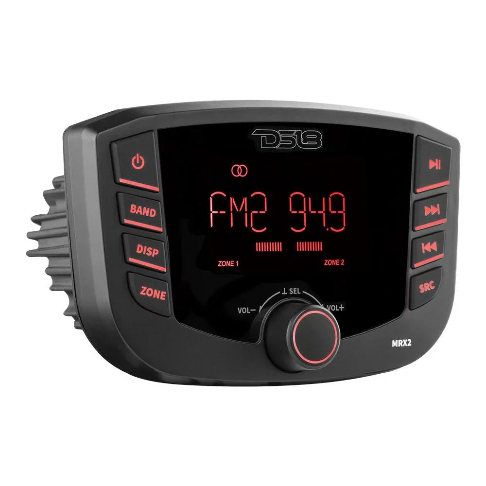 DS18 MRX2 HYDRO Round Marine Headunit with 2 Zones, RGB Lights, and Bluetooth